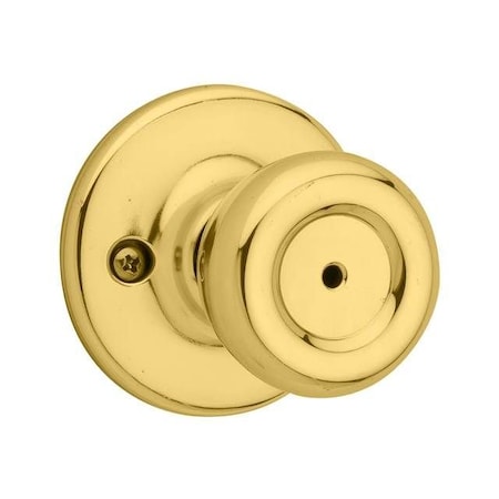 Kwikset Tylo Knob Privacy Door Lock with New Chassis with 6AL Latch and RCS Strike Bright Brass Finish 300T-3